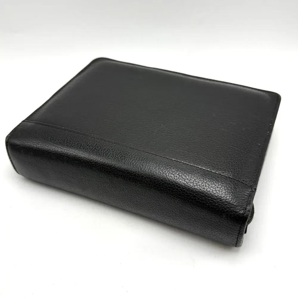 Vintage Franklin Quest Planner 6 Ring Zipper Binder Black Verona Leather 7x9 USA
